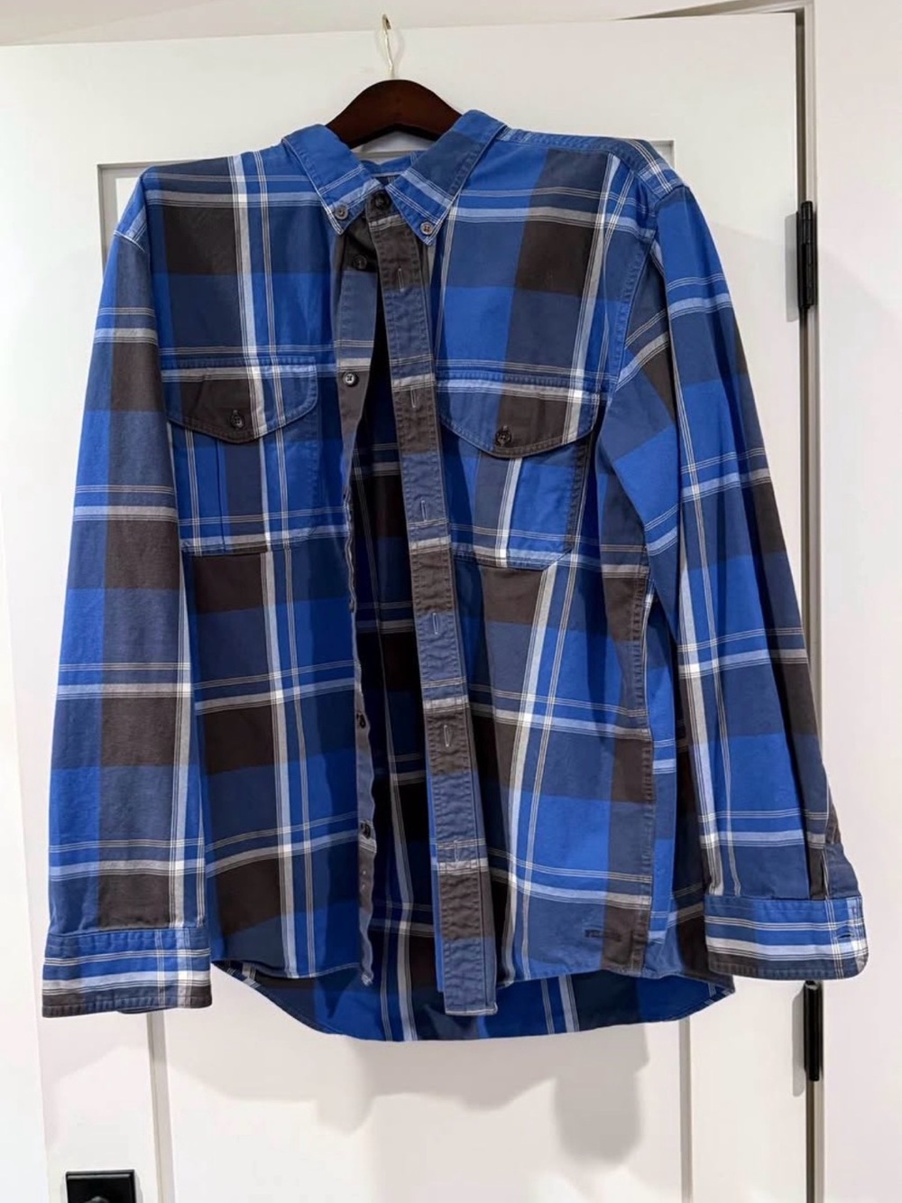 Filson Genuine Garment Men’s XL Blue Gray Plaid Flannel Button Down Work Shirt